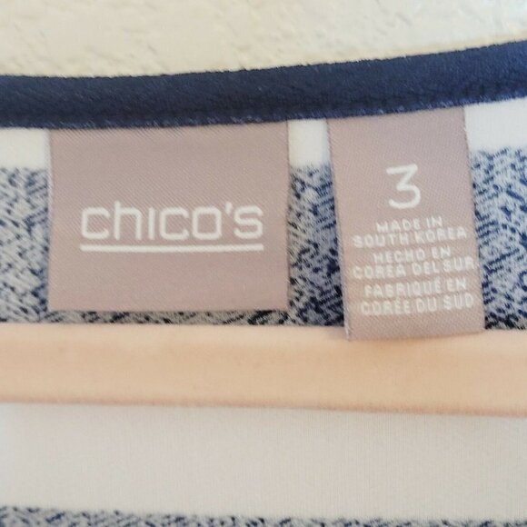 Chicos Blue and White Stripe Jersey Short Sleeve Top Size 3 - Picture 6 of 8